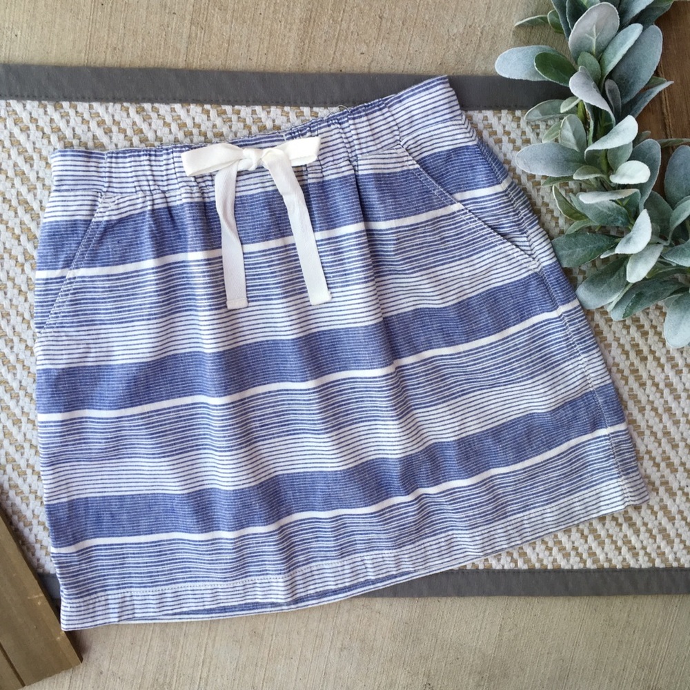 Gap Pull-On Multi Striped Linen Drawstring Skirt
